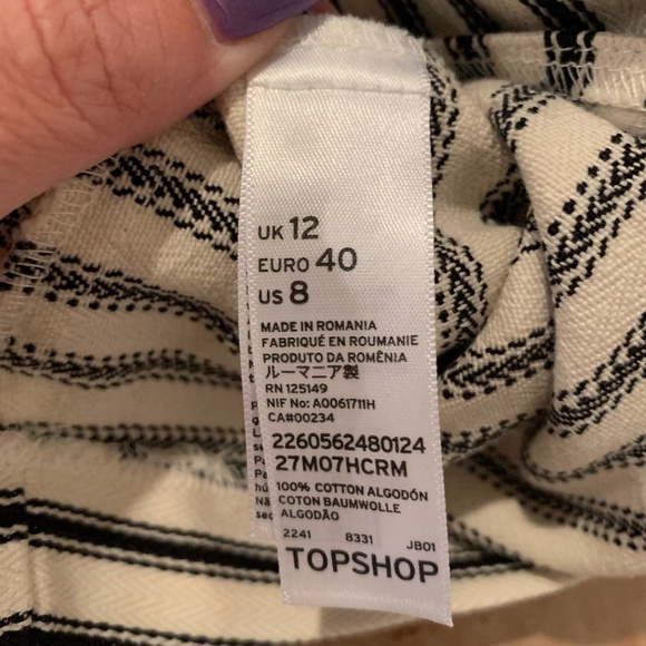 Topshop Striped Faux Wrap Mini Skirt size 8 - Picture 5 of 6